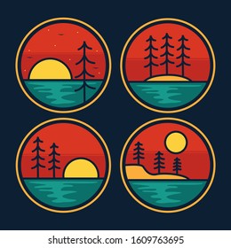simple logo badge beach design, for t-shirt prints, patches, emblems, posters, badges and labels and other uses