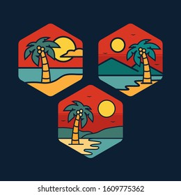 simple logo badge beach design, for t-shirt prints, patches, emblems, posters, badges and labels and other uses