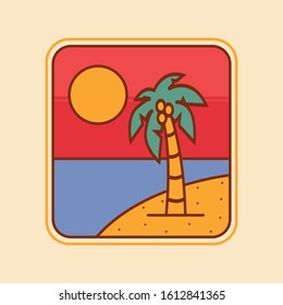 simple logo badge beach design, for t-shirt prints, patches, emblems, posters, badges and labels and other uses