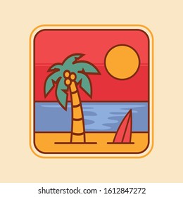 simple logo badge beach design, for t-shirt prints, patches, emblems, posters, badges and labels and other uses