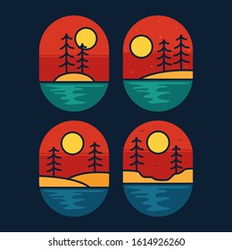 simple logo badge beach design, fot t-shirt prints, patches, emblems, posters, badges and labels and other uses