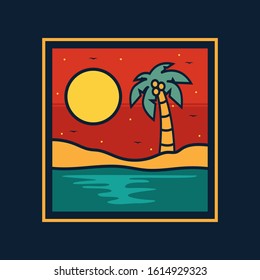 simple logo badge beach design, fot t-shirt prints, patches, emblems, posters, badges and labels and other uses
