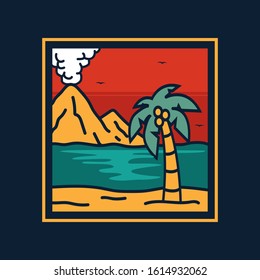 simple logo badge beach design, fot t-shirt prints, patches, emblems, posters, badges and labels and other uses