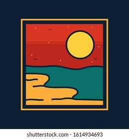 simple logo badge beach design, fot t-shirt prints, patches, emblems, posters, badges and labels and other uses