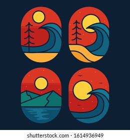 simple logo badge beach design, fot t-shirt prints, patches, emblems, posters, badges and labels and other uses