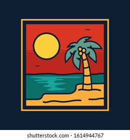 simple logo badge beach design, fot t-shirt prints, patches, emblems, posters, badges and labels and other uses