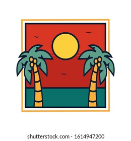 simple logo badge beach design, fot t-shirt prints, patches, emblems, posters, badges and labels and other uses