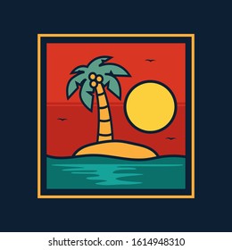 simple logo badge beach design, fot t-shirt prints, patches, emblems, posters, badges and labels and other uses