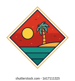 simple logo badge beach design, for t-shirt prints, patches, emblems, posters, badges and labels and other uses