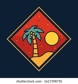 simple logo badge beach design, for t-shirt prints, patches, emblems, posters, badges and labels and other uses