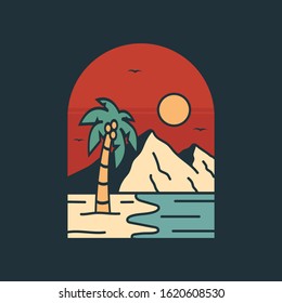 simple logo badge beach design, for t-shirt prints, patches, emblems, posters, badges and labels and other uses