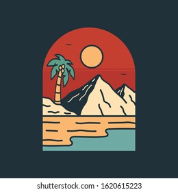 simple logo badge beach design, for t-shirt prints, patches, emblems, posters, badges and labels and other uses