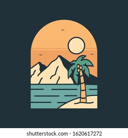 simple logo badge beach design, for t-shirt prints, patches, emblems, posters, badges and labels and other uses