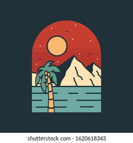 simple logo badge beach design, for t-shirt prints, patches, emblems, posters, badges and labels and other uses