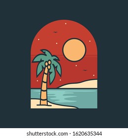 simple logo badge beach design, for t-shirt prints, patches, emblems, posters, badges and labels and other uses