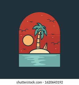 simple logo badge beach design, for t-shirt prints, patches, emblems, posters, badges and labels and other uses