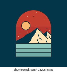simple logo badge beach design, for t-shirt prints, patches, emblems, posters, badges and labels and other uses