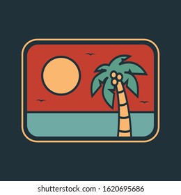 simple logo badge beach design, for t-shirt prints, patches, emblems, posters, badges and labels and other uses