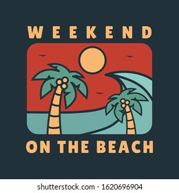 simple logo badge beach design, for t-shirt prints, patches, emblems, posters, badges and labels and other uses