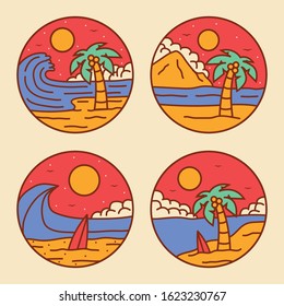 simple logo badge beach design, for t-shirt prints, patches, emblems, posters, badges and labels and other uses
