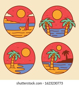 simple logo badge beach design, for t-shirt prints, patches, emblems, posters, badges and labels and other uses