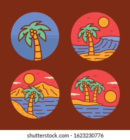 simple logo badge beach design, for t-shirt prints, patches, emblems, posters, badges and labels and other uses