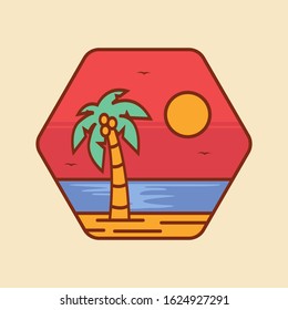 simple logo badge beach design, for t-shirt prints, patches, emblems, posters, badges and labels and other uses