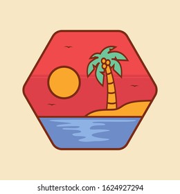 simple logo badge beach design, for t-shirt prints, patches, emblems, posters, badges and labels and other uses