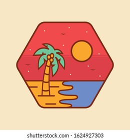 simple logo badge beach design, for t-shirt prints, patches, emblems, posters, badges and labels and other uses