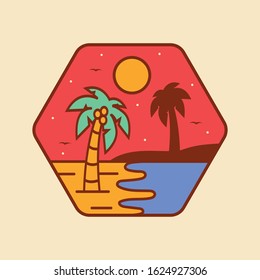 simple logo badge beach design, for t-shirt prints, patches, emblems, posters, badges and labels and other uses