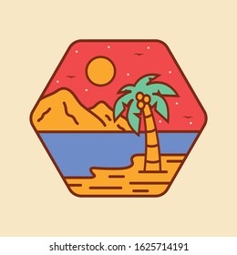 simple logo badge beach design, for t-shirt prints, patches, emblems, posters, badges and labels and other uses