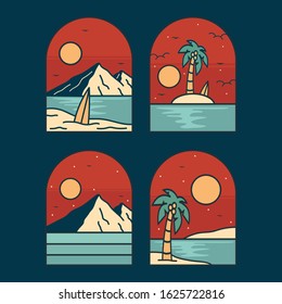 simple logo badge beach design, for t-shirt prints, patches, emblems, posters, badges and labels and other uses