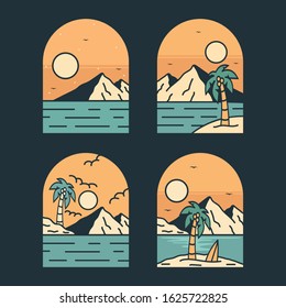 simple logo badge beach design, for t-shirt prints, patches, emblems, posters, badges and labels and other uses