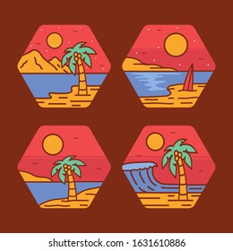 simple logo badge beach design, for t-shirt prints, patches, emblems, posters, badges and labels and other uses