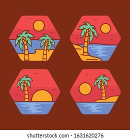 simple logo badge beach design, for t-shirt prints, patches, emblems, posters, badges and labels and other uses