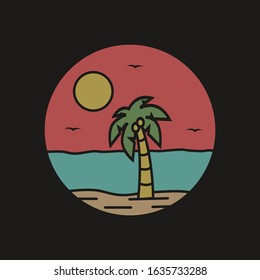simple logo badge beach design, for t-shirt prints, patches, emblems, posters, badges and labels and other uses