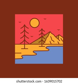 simple logo badge beach design illustration, for t-shirt prints, patches, emblems, posters, badges and labels and other uses