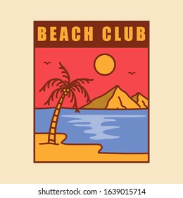 simple logo badge beach design illustration, for t-shirt prints, patches, emblems, posters, badges and labels and other uses