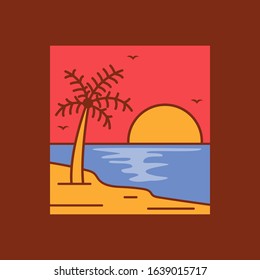 simple logo badge beach design illustration, for t-shirt prints, patches, emblems, posters, badges and labels and other uses