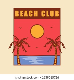 simple logo badge beach design illustration, for t-shirt prints, patches, emblems, posters, badges and labels and other uses