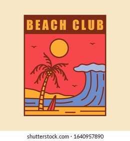 simple logo badge beach design illustration, for t-shirt prints, patches, emblems, posters, badges and labels and other uses