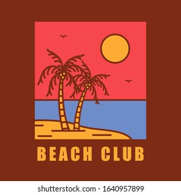 simple logo badge beach design illustration, for t-shirt prints, patches, emblems, posters, badges and labels and other uses