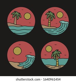 simple logo badge beach design illustration, for t-shirt prints, patches, emblems, posters, badges and labels and other uses