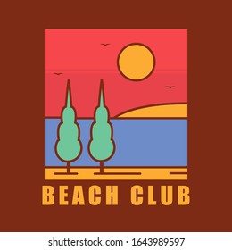 simple logo badge beach design illustration, for t-shirt prints, patches, emblems, posters, badges and labels and other uses