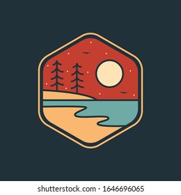 simple logo badge beach design illustration, for t-shirt prints, patches, emblems, posters, badges and labels and other uses