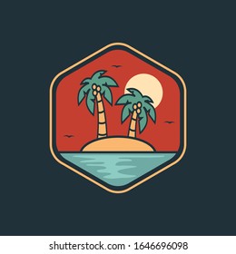 simple logo badge beach design illustration, for t-shirt prints, patches, emblems, posters, badges and labels and other uses