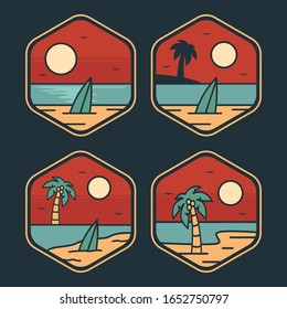 simple logo badge beach design illustration, for t-shirt prints, patches, emblems, posters, badges and labels and other uses