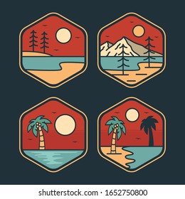 simple logo badge beach design illustration, for t-shirt prints, patches, emblems, posters, badges and labels and other uses