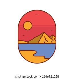 simple logo badge beach design template, for t-shirt prints, patches, emblems, posters, badges and labels and other uses