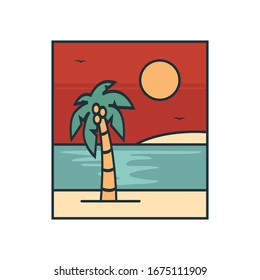 simple logo badge beach design template, for t-shirt prints, patches, emblems, posters, badges and labels and other uses